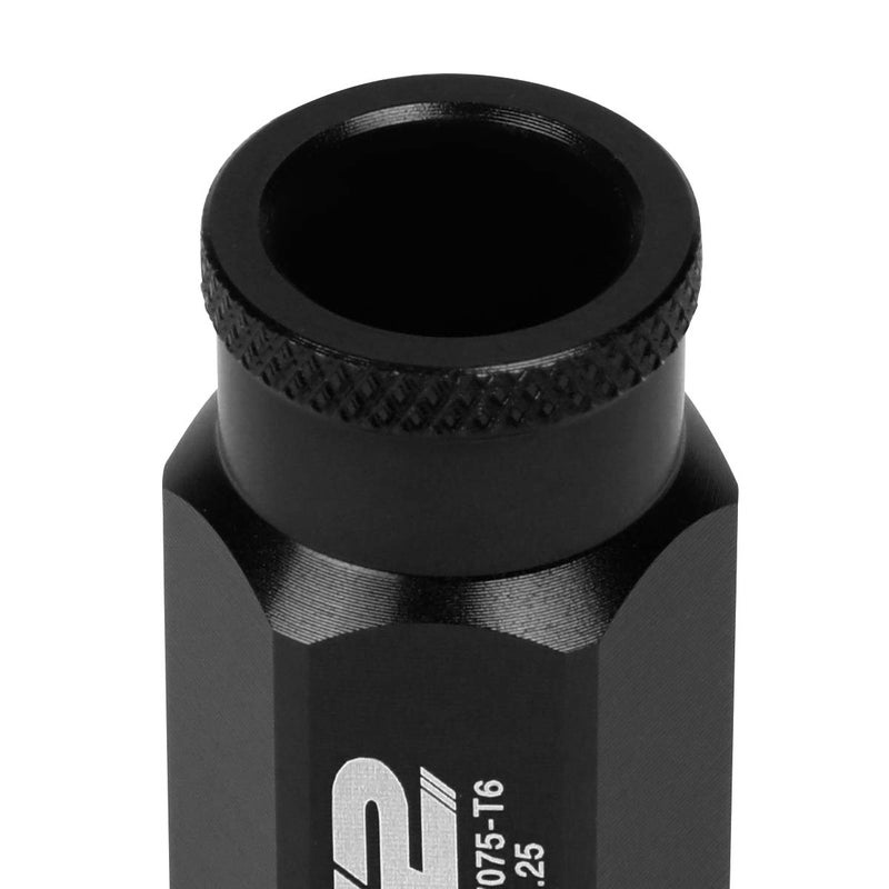 J2 Engineering 20 Pcs 7075 Aluminum Open End M12 x 1.25 Lug Nuts Set w/Socket Adapter, Black, Fit Conical Seat, LN-T7-004-125-BK - Image 5